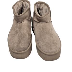 Olivia & Kate Suede Platform Bootie Slippers Size 8.5 Brown